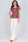 Bluza casual multicolora cu imprimeu floral, ROH BR2761