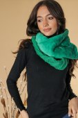 Fular circular cu blana ecologica si tricot, Verde, ROH A0496