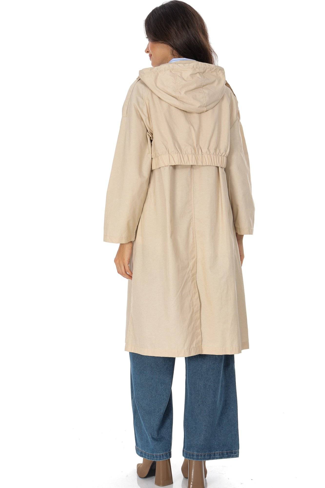 Jacheta dama tip trench cu gluga, crem Aimelia JR671 - Jachete