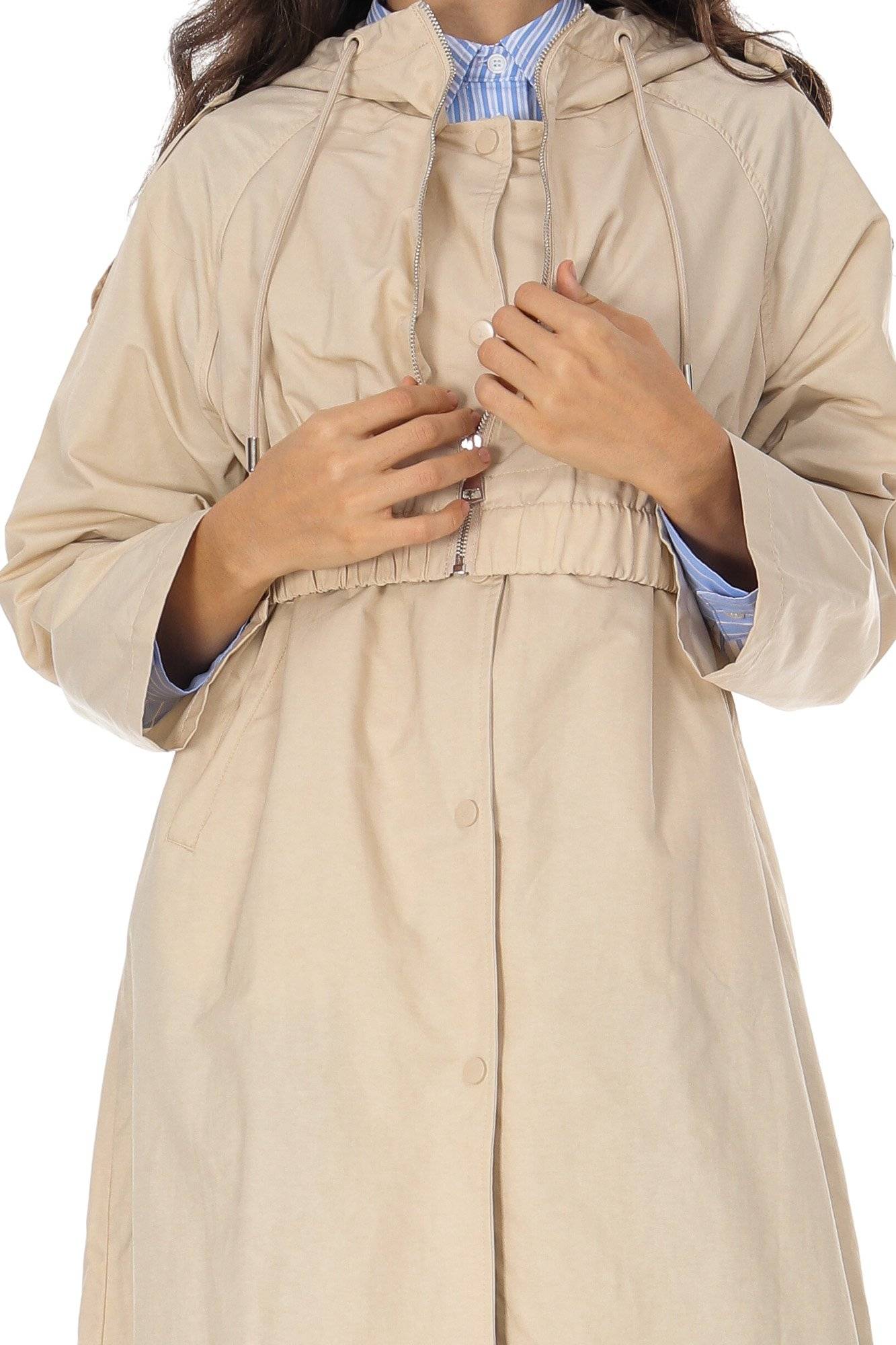 Jacheta dama tip trench cu gluga, crem Aimelia JR671 - Jachete