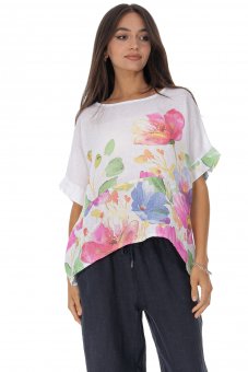  Bluza din incu flori pictat ,Alb Br2970
