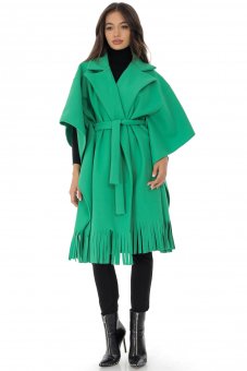 Cape style coat, RohJR574, in Green with a detachable belt