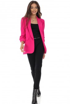 Casual blazer Aimelia JR584 in Hot Pink with ruched sleeves