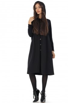 Casual midi dress Aimelia DR4478 in Black with an attached hood