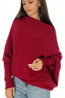 Pulover tricotată oversize în relief Visiniu Roh BR2914