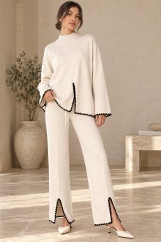 Compleu cu pantaloni,Crem, Roh TR523