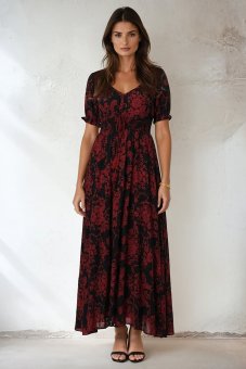 Women’s Printed Short Sleeve Maxi Dress Roh DR4822