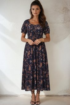 Rochie maxi Roh DR4823  Multicolour cu buzunare 