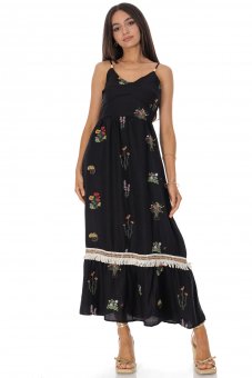 Rochie maxi de vara din bumbac si in cu broderie Roh DR4825
