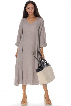 Rochie midi din in Beige cu buzunare Roh DR4832