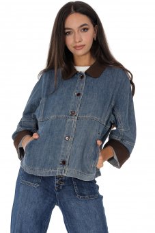Jacheta blugi casual din bumbac cu buzunare Roh JR683