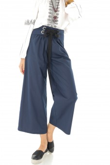 Pantaloni lungi, bleumarin, cu talie inalta, ROH - TR307