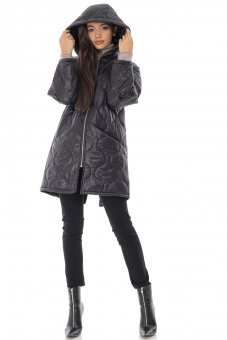 Quilted jacket Aimelia JR576 in Black with a hood