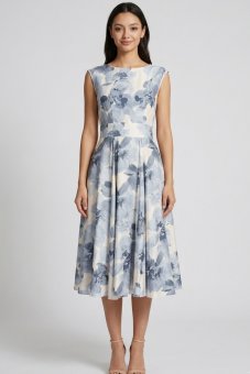 Rochie clos, multicolour cu imprimeu florală si buzunare, Roh DR4838