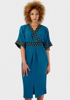 Rochie teal, ROH, midi - CLD1024
