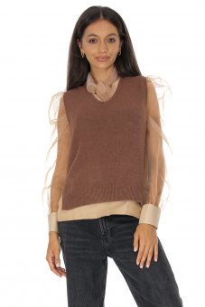 Pulover fara maneci tricotat pentru femei Maro Roh BR2917