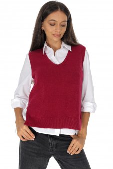 Pulover fără mâneci tricotat pentru femei Visiniu Roh BR2918