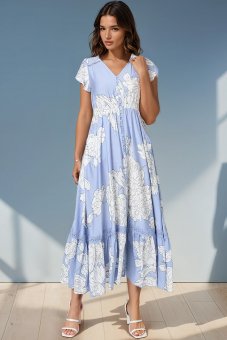 Summer floral maxi dress with pockets in Blue Roh DR4834