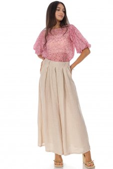 Pantaloni casual  din in cu buzunare Bej Roh TR584