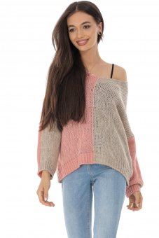 Soft knitted jumper Aimelia BR2506 in Beige and Pink