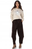 Pantaloni dama cu croiala tip barrel din corduroy, Maro Aimelia TR569