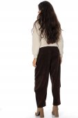 Pantaloni dama cu croiala tip barrel din corduroy, Maro Aimelia TR569