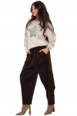 Pantaloni dama cu croiala tip barrel din corduroy, Maro Aimelia TR569