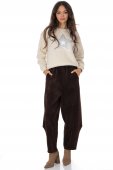 Pantaloni dama cu croiala tip barrel din corduroy, Maro Aimelia TR569