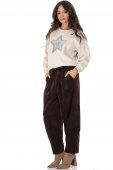 Pantaloni dama cu croiala tip barrel din corduroy, Maro Aimelia TR569