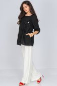 Bluza oversize din in, neagra, ROH BR2772
