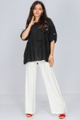Bluza oversize din in, neagra, ROH BR2772