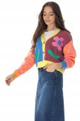 Pulover oversize multicolor cu imprimeu floral, ROH BR2722