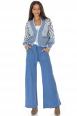 Cardigan din tricot moale cu lana, Bleu, Roh BR2848