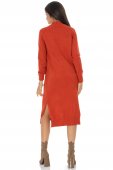 Rochie casual tricotata midi cu design contrastant trandafir Portocaliu Roh DR4800