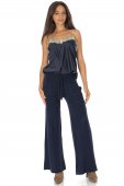 Pantaloni casual tricotată cu buzunare Bleumarin Roh TR558