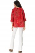 Bluza oversize din bumbac cu imprimeu floral, rosie, ROH Br2756