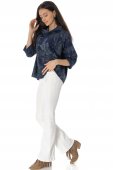 Bluza oversize din bumbac cu imprimeu floral, bleumarin Br2757