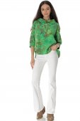 Bluza oversize din bumbac cu imprimeu floral, verde, ROH Br2758