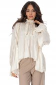 Bluza oversize cu aspect de matase, Crem Aimelia BR2924