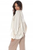 Bluza oversize cu aspect de matase, Crem Aimelia BR2924