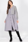 Rochie midi casual oversized cu buzunare Gri Roh DR4697