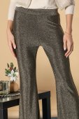Pantalon elegant evazat din Lurex, Bronz, ROH TR503