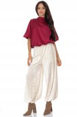 Pantaloni dama stil harem cu paiete pe Crem Aimelia TR565