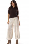 Pantaloni dama stil harem cu paiete pe Crem Aimelia TR565