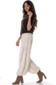Pantaloni dama stil harem cu paiete pe Crem Aimelia TR565