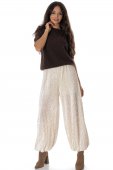 Pantaloni dama stil harem cu paiete pe Crem Aimelia TR565