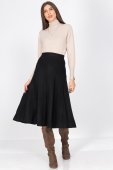 Fusta midi tricotata Neagra Roh FR549