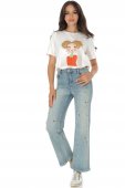 Jeans stil vintage cu broderie, Denim Bleu, Roh TR540