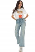 Jeans stil vintage cu broderie, Denim Bleu, Roh TR540