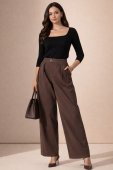 Pantaloni Dama Tip Culottes din Bumbac Maro Aimelia TR570